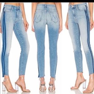 Mother Stunner Zip Ankle Fray Jeans 25 Light Kitty Stripe